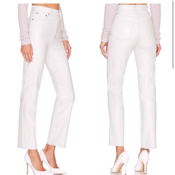 Agolde Denim - NWT AGOLDE Recycled Leather High Rise Straight Leg Pants White Size 34